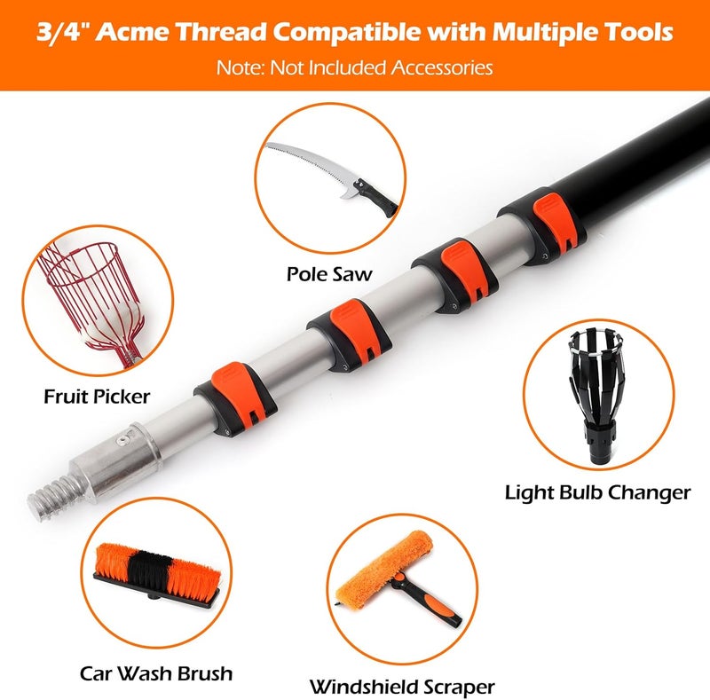 AgiiMan 18FT Reach Telescoping Pole - 3 to 12FT Extension Pole, Portable Aluminum Telescoping Rod with Easy Flip Lock, Paint Roller Extension Poles, Window Cleaning - Image 5